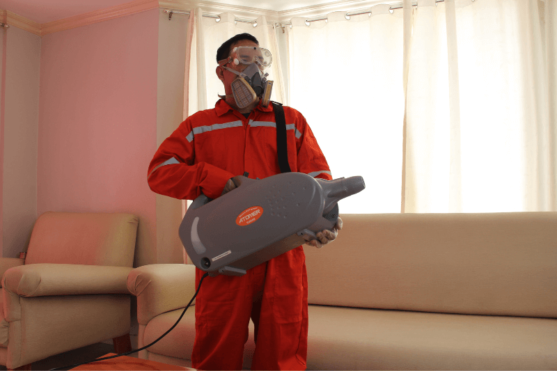 Seek Professional Pest Control Services technician using misting to eliminate flying and crawling insects