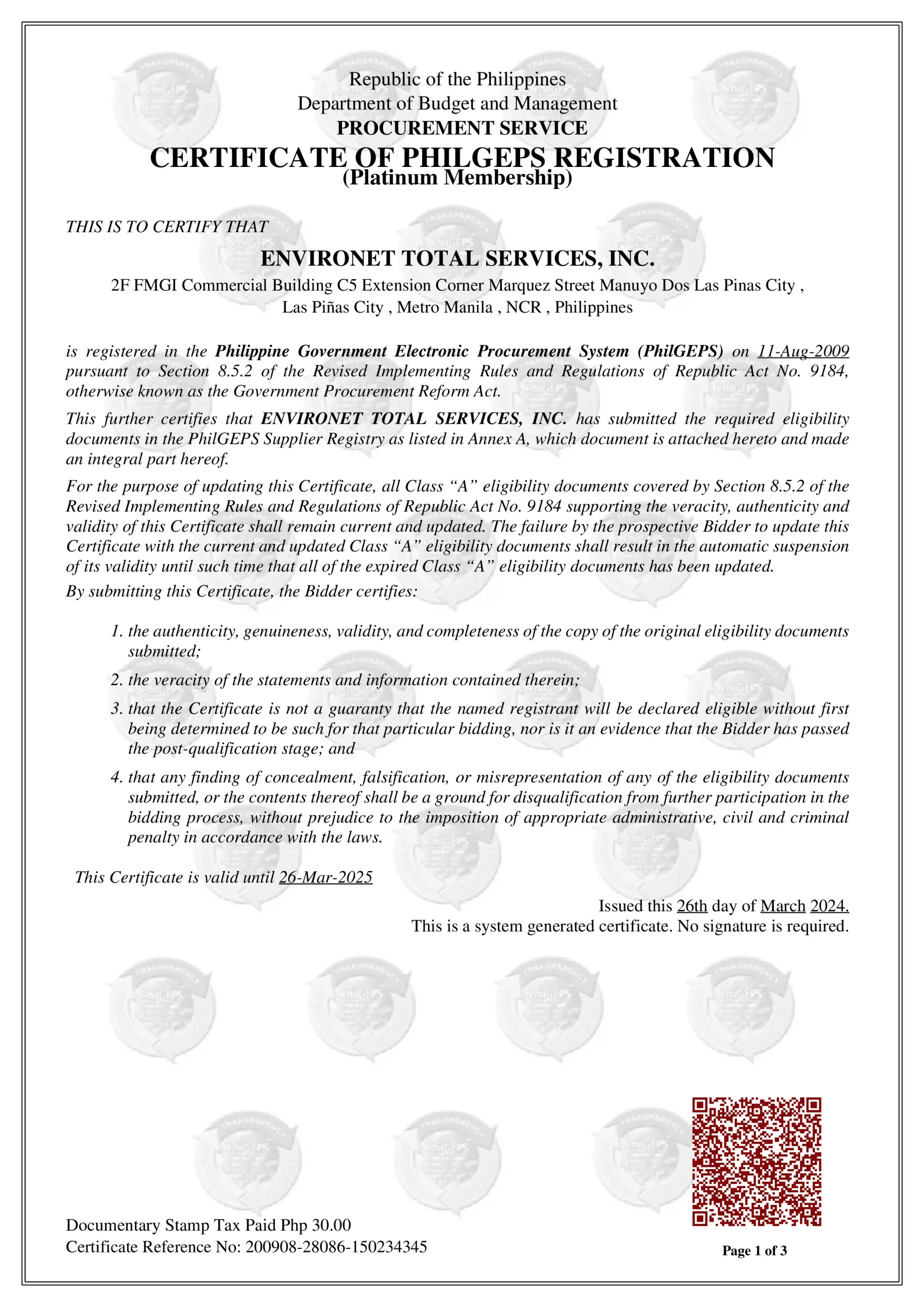 Philgeps Registration Certificate 2024 Environet philgeps registration certificate