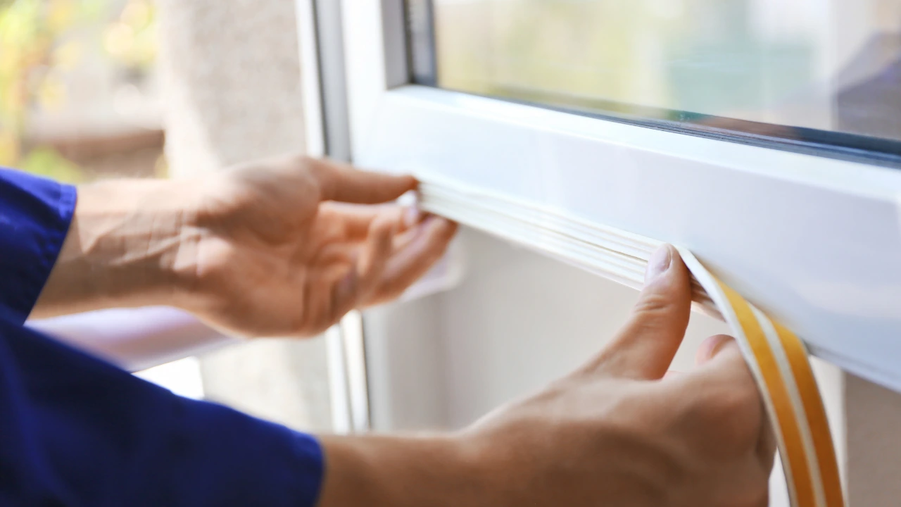 Start Fresh How Simple Changes Can Make Your Home Pest-Proof A person is seen installing a window with yellow tape, showcasing a method to enhance pest-proofing in residential spaces and make your home pest-proof.