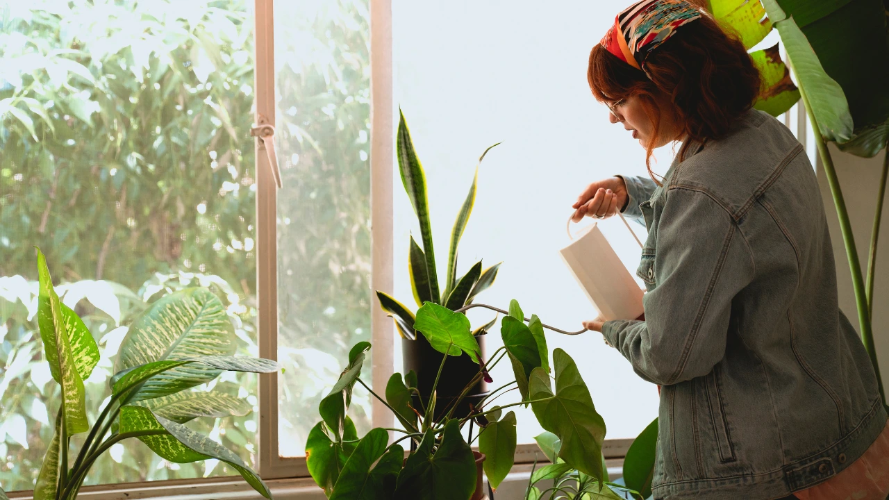Home Care Begins with a Pest-Free Space A woman examines a book in a window, enjoying a pest-free and comfortable home care environment.