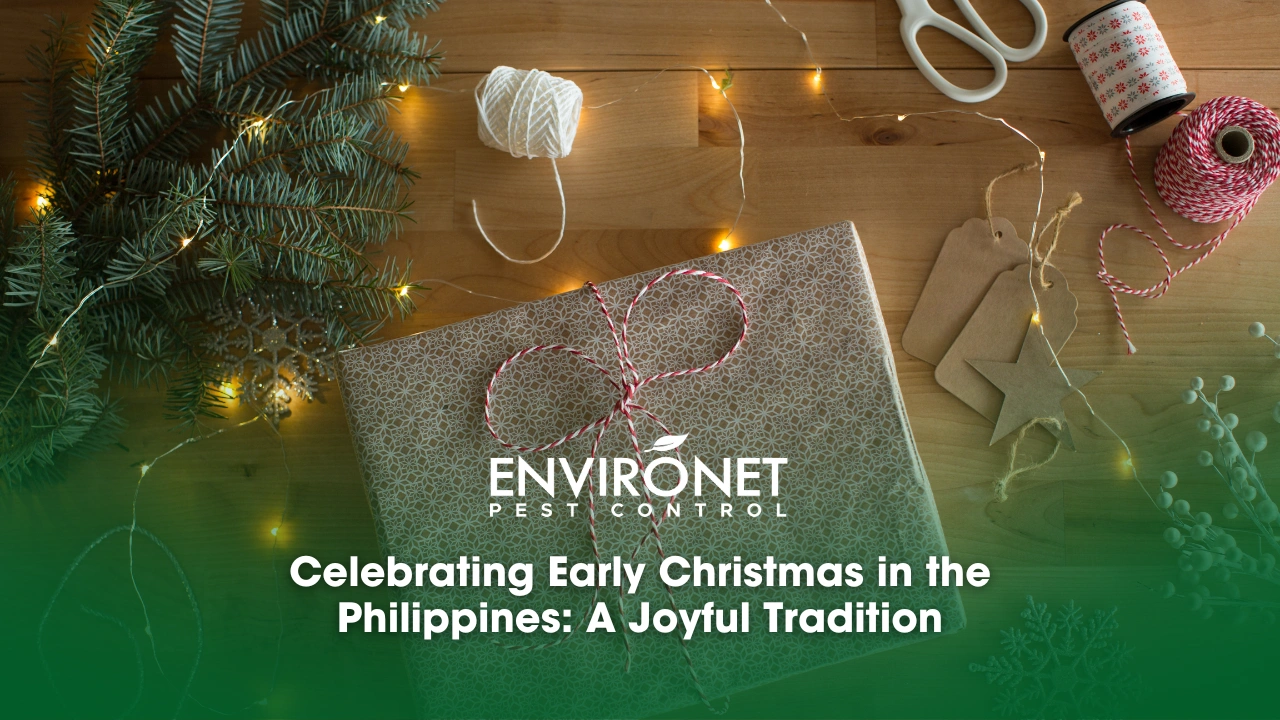 Celebrating Early Christmas in the Philippines a wrapped present with string and string on a table