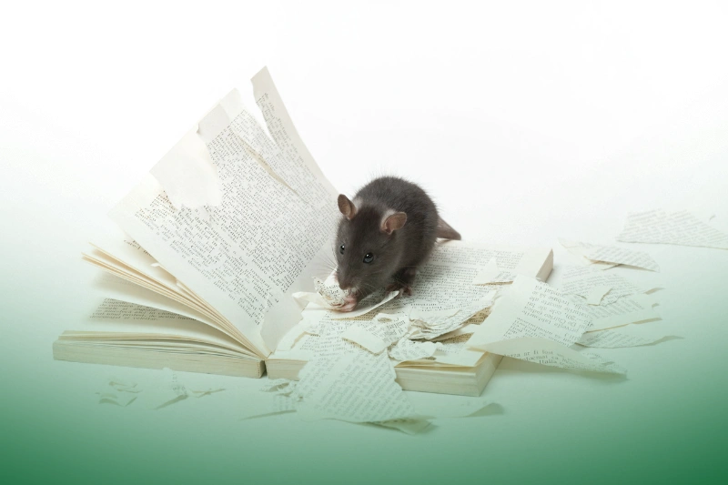 Chewed Items rat gnawing a book