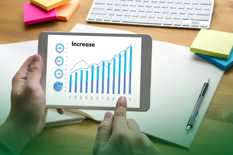 Gaining Competitive Advantage a presentation showing an increase or gaining competitive advantange