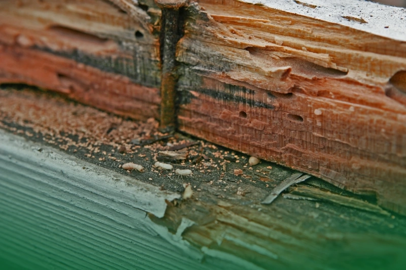 Prevention of Property Damage live termites eating wood