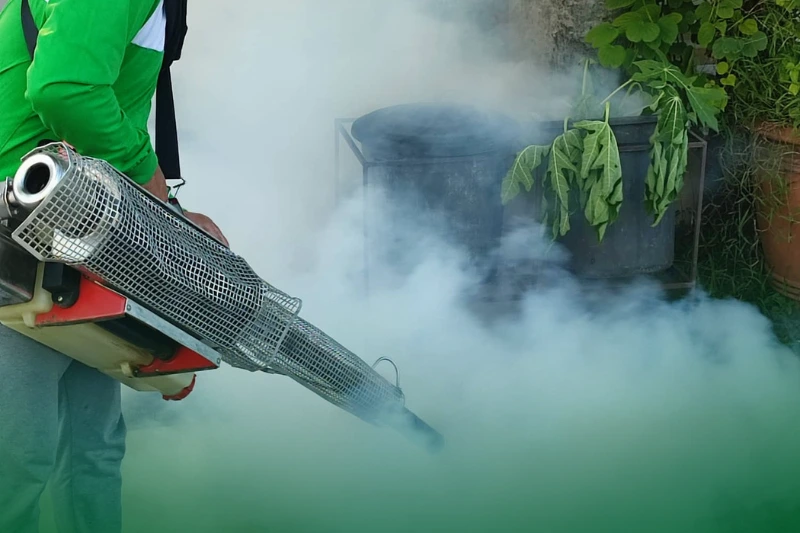 Seek Professional Mosquito Control Services technician treating using thermal fogging to control mosquitoes